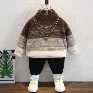 Pishuai boys' sweater 2023 autumn and winter New Western style boys' fashionable inner top children's thickened bottoming shirt fashion