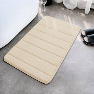 Simple Striped Coral Fleece Memory Foam Floor Mat for Bedroom Entrance, Bathroom, Kitchen, Absorbent Mat, Rebound Mat