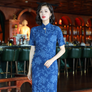 Chinese Style Retro Women's Summer New Cotton and Linen Print Daily Improved Cheongsam dress 24280