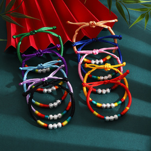 Colorful Rope Beaded Ethnic Style Hand-woven Hand Rope Tibetan Light Luxury High-end Sense Adjustable Fashion Jewelry for Women