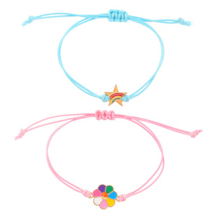 Xiaozhong Two-person Cute Rainbow Car Stitching Girlfriend Bracelet Good Friend Student Children Handmade Handmade Hand Rope