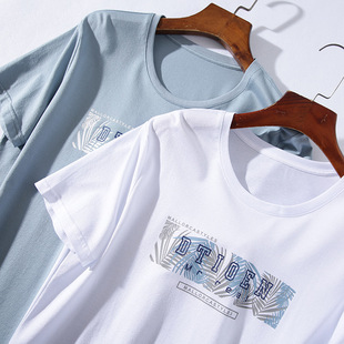 Foreign trade cut label men's clothing-comfortable skin-friendly refreshing leisure printing men's round neck short sleeve T-shirt summer bottoming short T