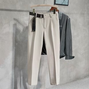 Autumn Casual Ankle-length Pants Men's Light Mature Style All-match Pendant Loose Pants Business Hong Kong Style Thin Straight Pants