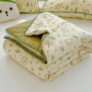 2025 New Summer Double-layer Yarn Quilt Summer Cool Quilt Air-conditioning Quilt Dormitory Single Student Thin Four Seasons Quilt Summer Quilt