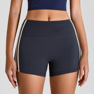 European and American New Naked Yoga Shorts Women's Contrast High Waist Peach Sports Shorts Women's Three-point Running Fitness Pants