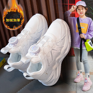 Girls' sneaker fleece-lined Thickened Two-Cotton Shoes for Large Children and Girls Students Torre Shoes with Soft Sole Winter New Fashionable