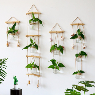 Wall Hanging Flower Ware Restaurant Wall Hanging Decorations Creative Hanging Decorative Shelf Tea Room Background Wall Decorative Small Vase Plants