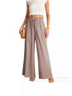 Women's Casual Comfortable Pants Amazon Cross-border Cotton and Linen Yamamoto Pants Drawstring Elasticized Belt Wide-leg Pants