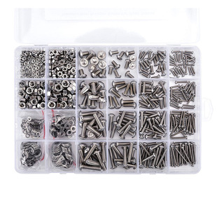 880pcs304 из нержавеющей стали трансграничный винтовой костюм шестигранник с шестигранной головкой с полукруглой головкой шпилька для ногтей гайка плоская шайба набор
