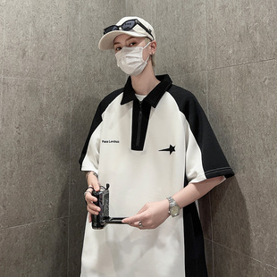 Boys Summer Casual Fashion Solid Color Korean Style All-match Polo Shirt Loose Personality Niche Youth Trend Half-sleeve
