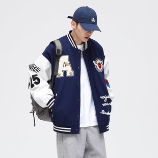 Fleece-lined thickened baseball jacket women's loose 2023 autumn and winter versatile printed jacket baseball jacket women's clothing