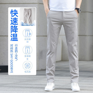 Tencel Casual Pants Spring Men's Loose High-End Straight Suit Pants 2025 New Elastic Pure Color Long Pants
