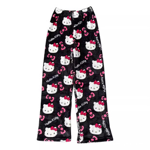 Hellokitty Girls Hello Kitty Coral Fleece Cartoon Home Warm Home Pajamas (Can Be Labeled and Shipped on Behalf of Others)