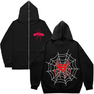 Full face zipper sweater American retro hoodie 2023 Street Tide men's coat oversize hoodie