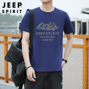 Новая мужская футболка JEEP SPIRIT с короткими рукавами, хлопковая дышащая футболка большого размера с круглым вырезом и принтом