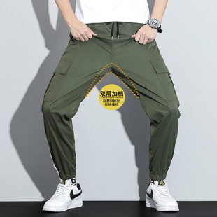 Men's Work Pants with Crotch 2024 New Wear-resistant Loose Leg-toe Work Clothes Pants Breathable Elastic Multi-pocket Overalls