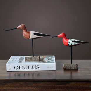 Nordic Style Creative Wooden Long-beak Bird Ornaments Home Desktop Living Room Entrance Children's Room Decorations Gift