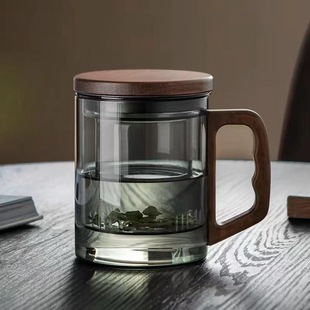 Glass Cup Tea Cup High Temperature Resistant Tea Separation Bubble Tea Cup Filter Office Personal Water Cup Men's Cup Japanese