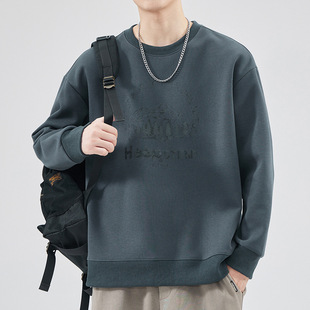 Sweater men's Spring and Autumn 2023 new American fashion brand printed round neck bottoming shirt youth autumn loose top