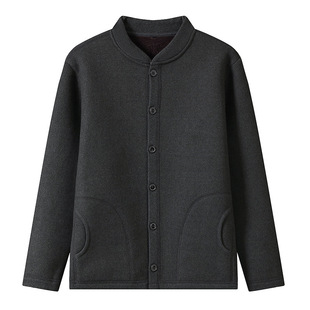 Cotton Clothes Men's 2024 New Men's Solid Color Fleece Long-sleeved Cotton Clothes Solid Color Simple Casual Slim-fit Jacket Men's Top
