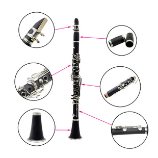 Logo-free clarinet instrument student beginner grade band playing Bb-lowering bakelite clarinet