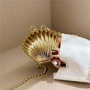 2024 Cross-border Metal Mini Shell Bag Shoulder Crossbody Fashion Love Lipstick Makeup Small Bag Boutique Trendy Women's Bag
