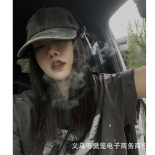 Mi Mi same style peaked cap female summer distressed washed Denim gray baseball cap outdoor sun protection hat soft top