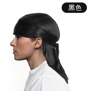 Cross-border New Product Men's and Women's Imitation Silk Head-mounted Turban Long Tail Pirate Hat Adult Student Hip-hop Hat Factory Direct Sales