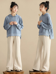 Girls' Micro-flared Pants Autumn and Winter 2024 New High Waist Slimming Horseshoe Pants Small Casual American Sports Pants