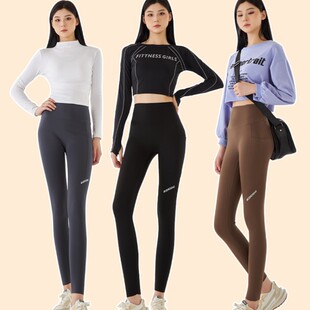 No embarrassment line fleece-lined outer wear belly contracting hip lifting shark Barbie pants mobile phone pocket hip lifting pants slimming yoga pants
