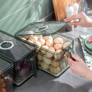 PET Refrigerator Storage Box Kitchen Household Time Preservation Box with Handle Large Capacity Fruit and Vegetable Storage Box