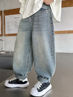 Children's clothing boys' jeans spring and autumn 2024 new medium and big children's spring trendy cool handsome pants children's pants Spring