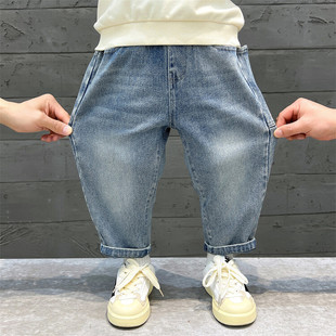 Boys' green Little Dinosaur jeans Spring and Autumn new children's handsome loose casual pants children's pants fashion