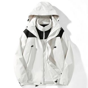 Couple's Three-in-One Removable Thickened Warm Windproof Water-Splashing Jacket