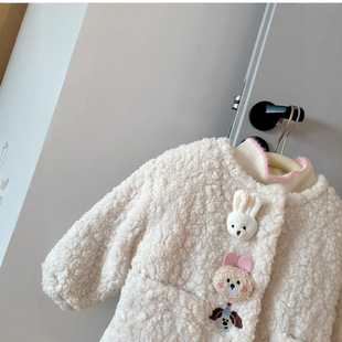 Girls Cotton-padded Coat Coat Autumn and Winter New Baby Cute Lamb Wool Coat Western Style Korean Children's Thickened Cotton-padded Coat