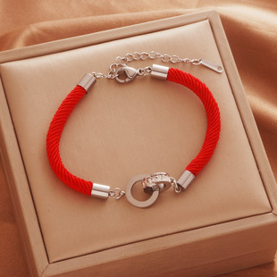 Titanium steel does not fade Chinese style red rope bracelet national style diamond zircon bracelet color retaining accessories cross-border stalls