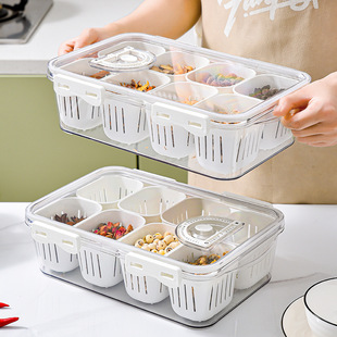 Divided Storage Box Plastic Transparent Nordic Kitchen Seasoning Box Multifunctional Refrigerator Drain Storage Box