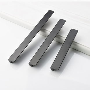 Wardrobe cabinet drawer black aluminum alloy handle profile oxidized shoe cabinet door golden handle solid one meter long