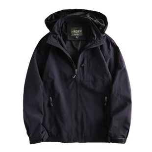 Foreign Trade Quick-dry Windbreaker Men's Spring and Autumn Technology Three-proof Russo Casual Loose Hooded Oungclothes Outdoor Windproof Jacket