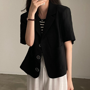 South Korea Chic Elegant Thin Short-sleeved Suit Jacket Women's Summer New High-end Suit Salt Outer Top