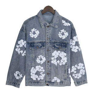 24FW European and American High Street All-over Kapok Jeans for Men and Women Casual Jeans Suit Jacket
