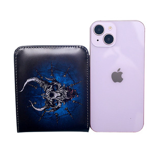 Foreign Trade New Wallet Retro Skull Color Printing Short Small Wallet Portable Fashion Hand Men's Coin Purse