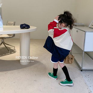 Trendy 2022 Children's All-match Casual Sportswear Jacket Girls Autumn New Contrast Color Jacket Zipper Top