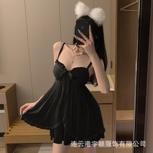Yuying High-grade Nightgown with Chest Pad Mesh Nightgown Summer Princess Style Sexy Lace Sling Nightgown suit 2318