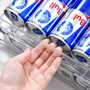 Beer Cola refrigerator folding storage box transparent double-layer can drink storage rack kitchen organizing storage rack