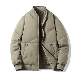 Cross-border Men's Autumn and Winter Cotton Coat Baseball Collar Casual Trendy Business Down Cotton-padded Jacket All-match Warm Top Coat