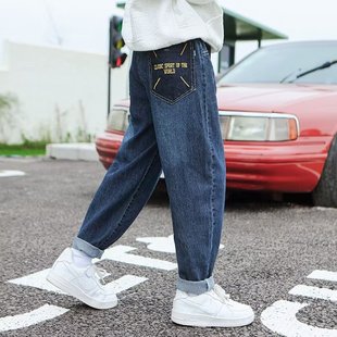 Boys' Spring Jeans 2024 New Kidsren's Style Pants for Middle-aged and Older Boys, Handsome, Cool and Versatile Pants