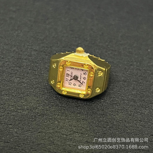 ebay and other foreign trade websites selling hot fashion creative simple elastic square gold ring watch