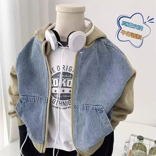 Boys' Spring and Autumn Coat 2024 New Korean Style Children's Hooded Zipper Shirt Casual Top Small and Medium-sized Children's Duffy Handsome Trendy Cool