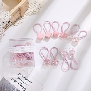 South Korea cartoon children's hair accessories candy color baby rubber band 10 pack colorful head rope five-pointed star hair tie rubber band